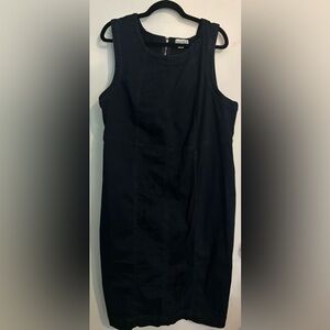 Ava & Viv Womens Sz 22 Dark Wash Sleevless‎ Stretch Denim Jumper Back Zip Midi